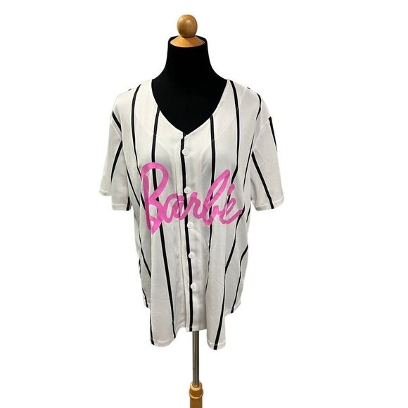 Barbie Mattel Baseball Jersey Womens Bloke Y2K Movie Cartoon Preppy Medium - Picture 6 of 7